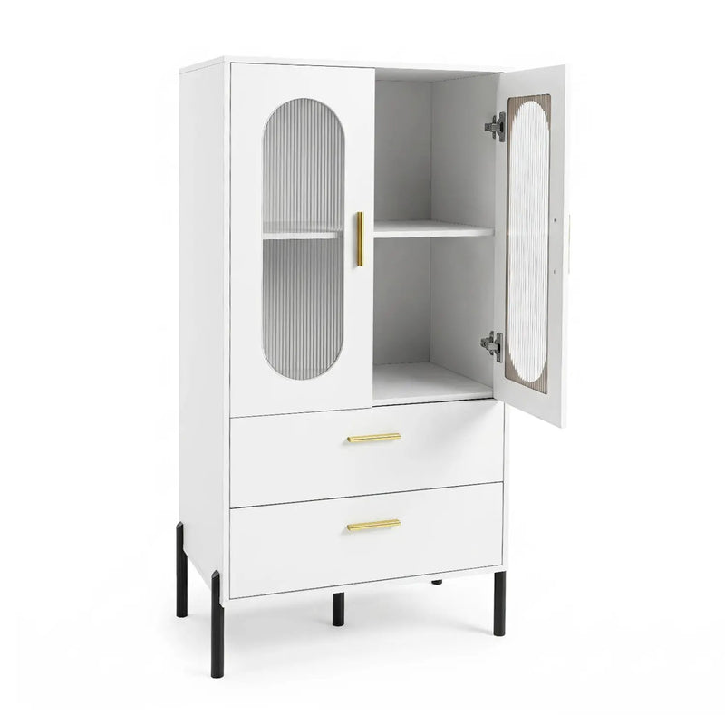 Modern Sideboard Buffet Cabinet with Fluted Doors by DirectDeals