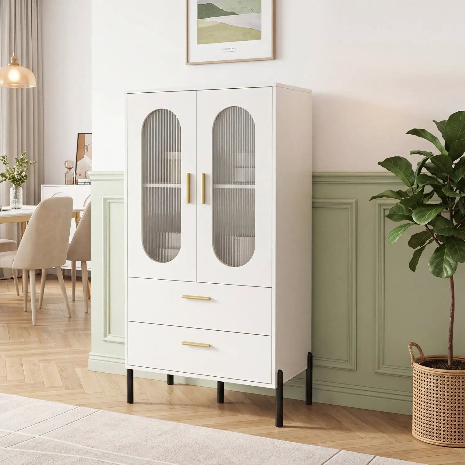Modern Sideboard Buffet Cabinet with Fluted Doors by DirectDeals