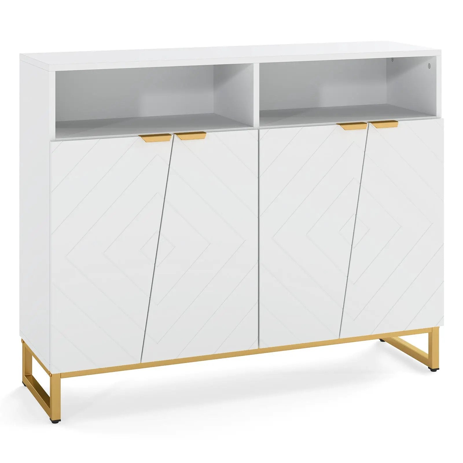 Modern Sideboard Cabinet with 4 Doors and Adjustable Shelves-White by DirectDeals
