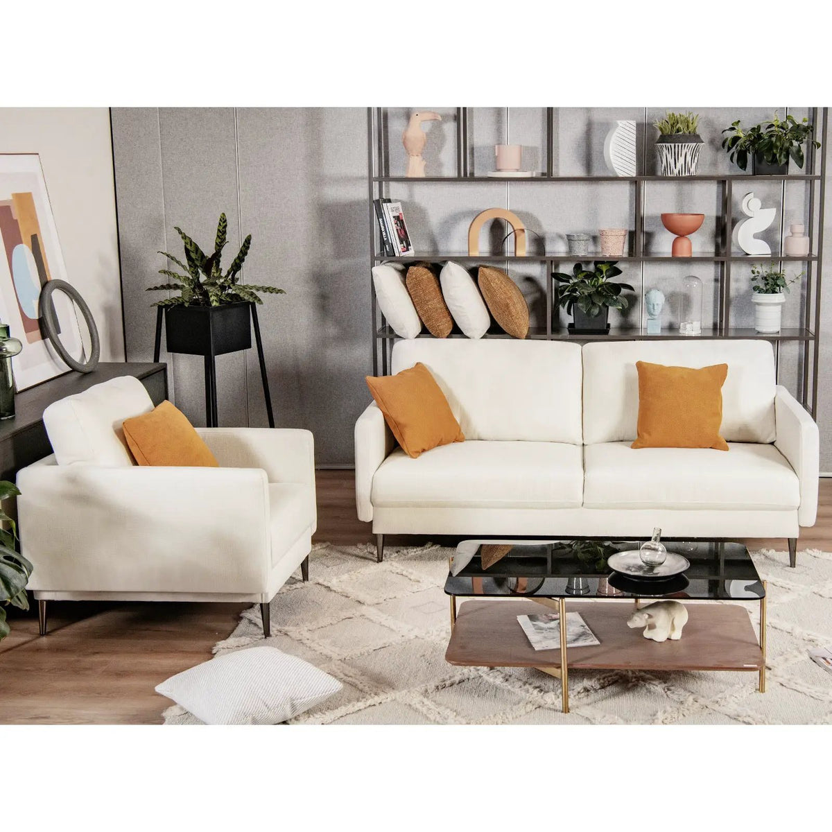 Modern Sofa Couch with Solid Metal Legs and Removable Backrest Cushion-Gray, photo 12 of 16