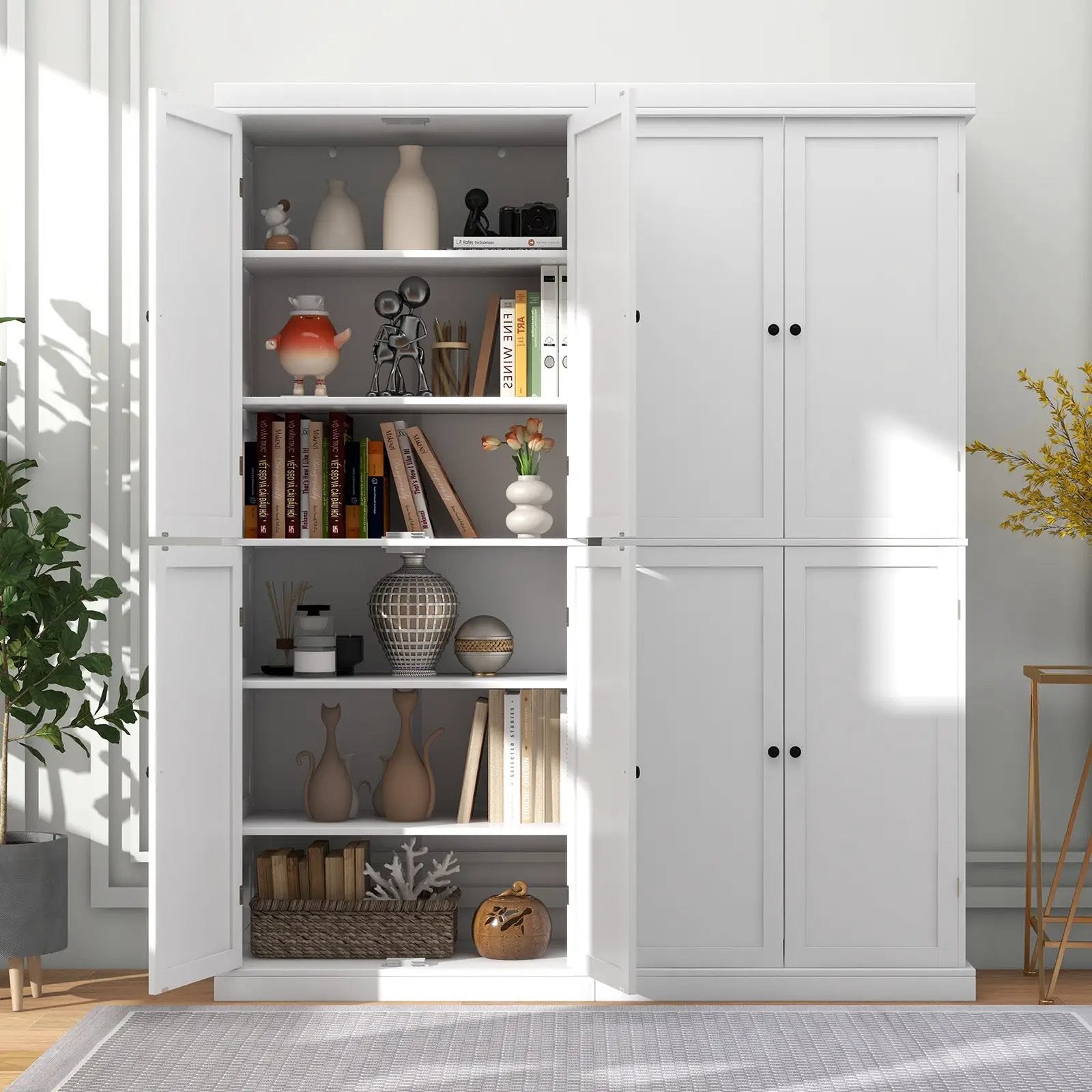 72.5 Inches Tall Buffet Cabinet with 6-Tier Shelves and 4 Doors by DirectDeals