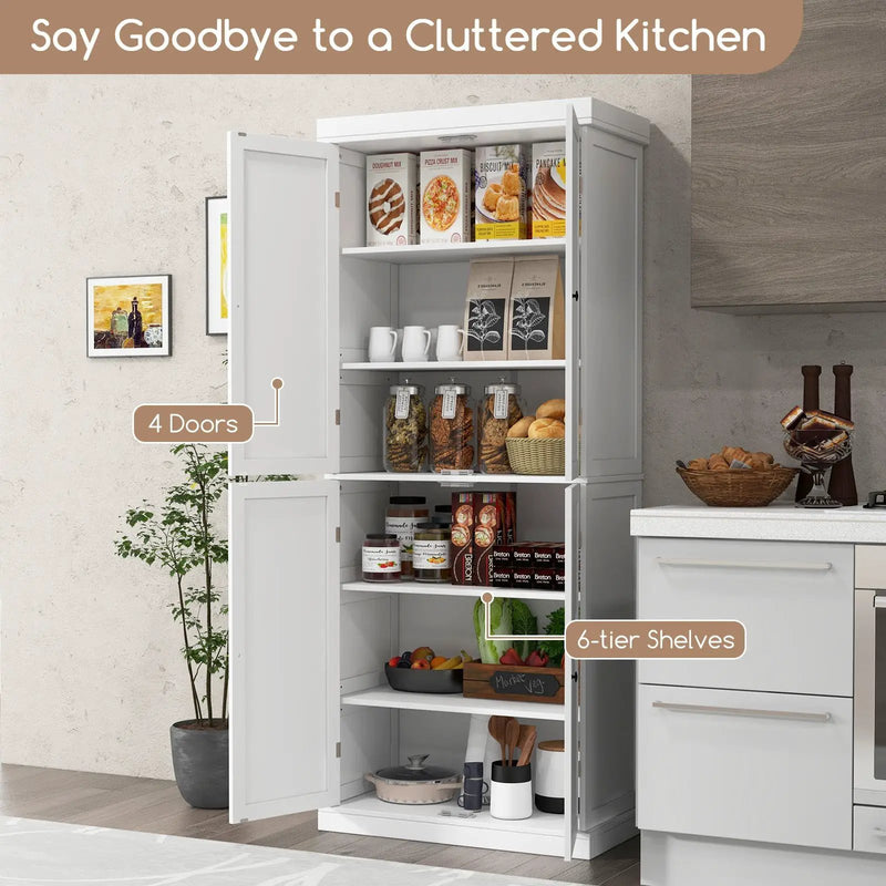 72.5 Inches Tall Buffet Cabinet with 6-Tier Shelves and 4 Doors by DirectDeals