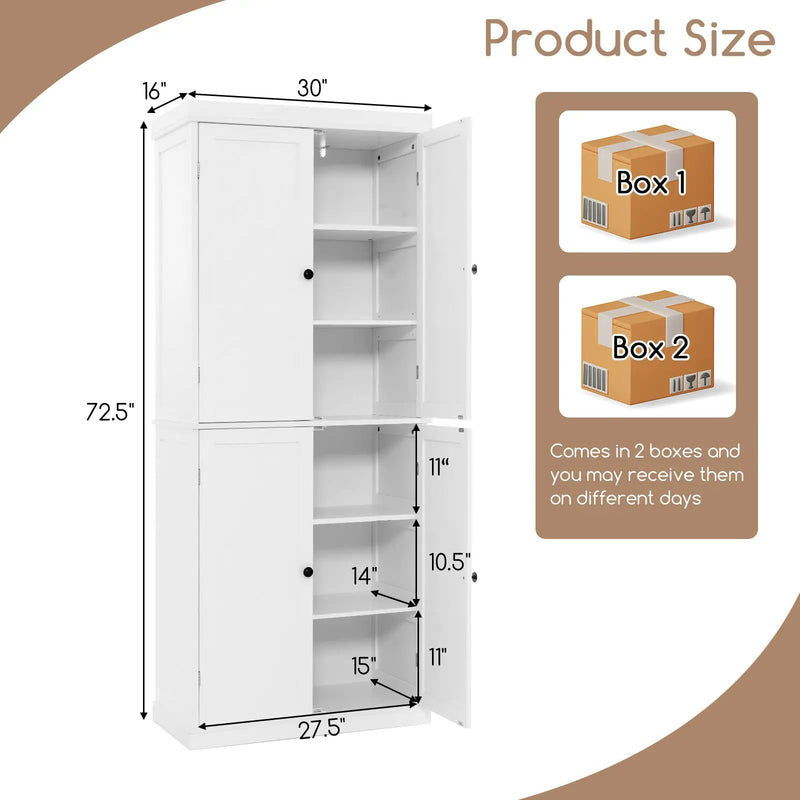 72.5 Inches Tall Buffet Cabinet with 6-Tier Shelves and 4 Doors by DirectDeals