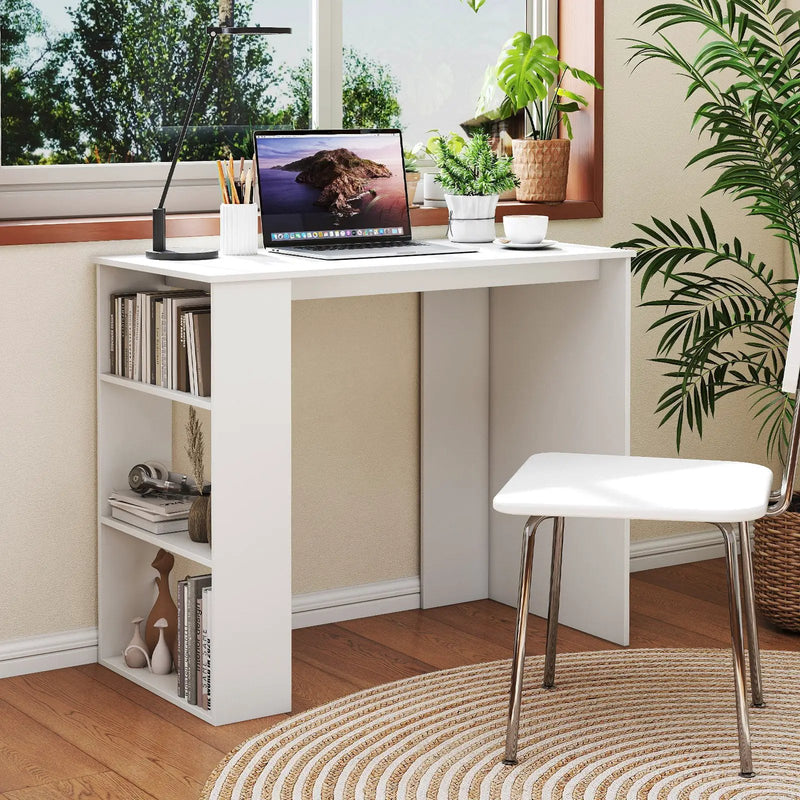Computer Desk with Bookshelf for Small Space-White by DirectDeals