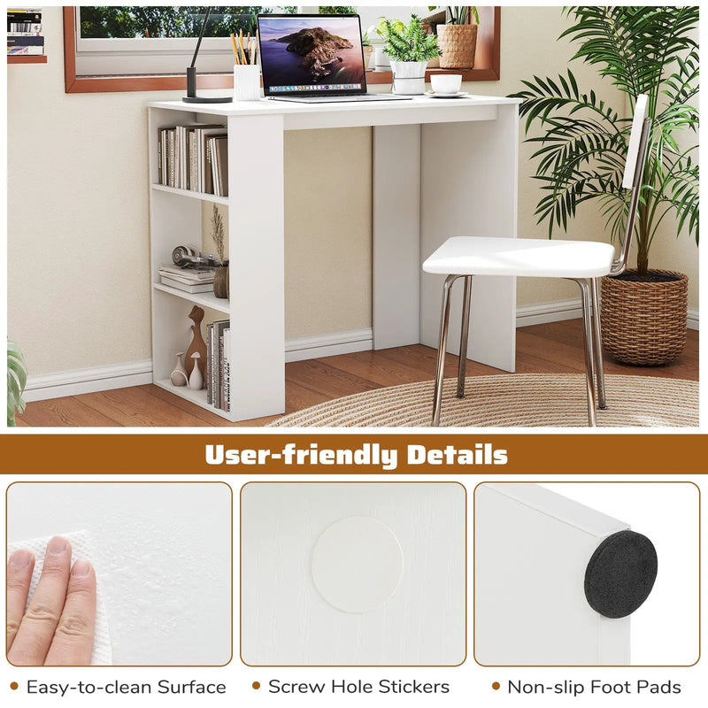 Computer Desk with Bookshelf for Small Space-White by DirectDeals