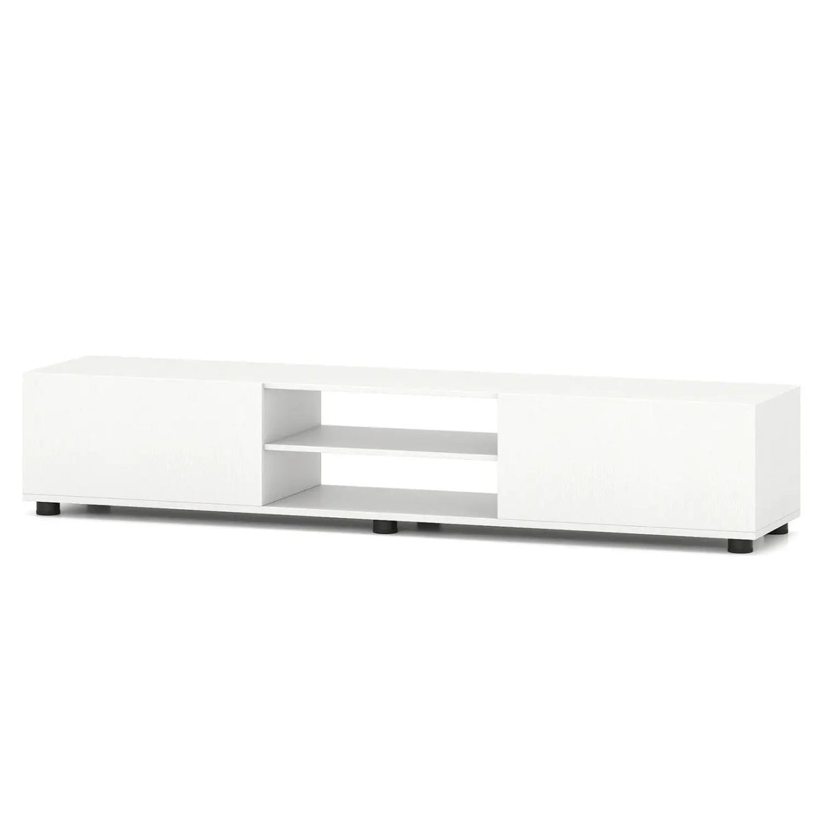 Modern TV Stand for up to 70" TVs Minimalist Entertainment Center with 2 Doors and Open Shelves-Rustic Brown, photo 10 of 10
