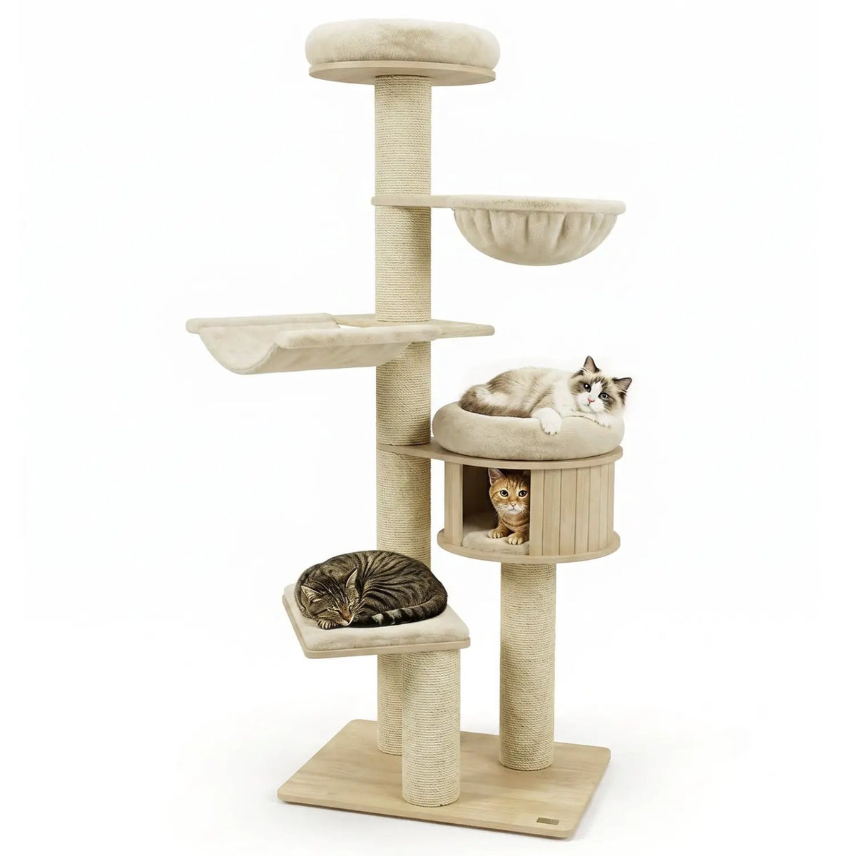 75.5" Tall Cat Tree with Sisal Posts, Hammock & Basket by DirectDeals