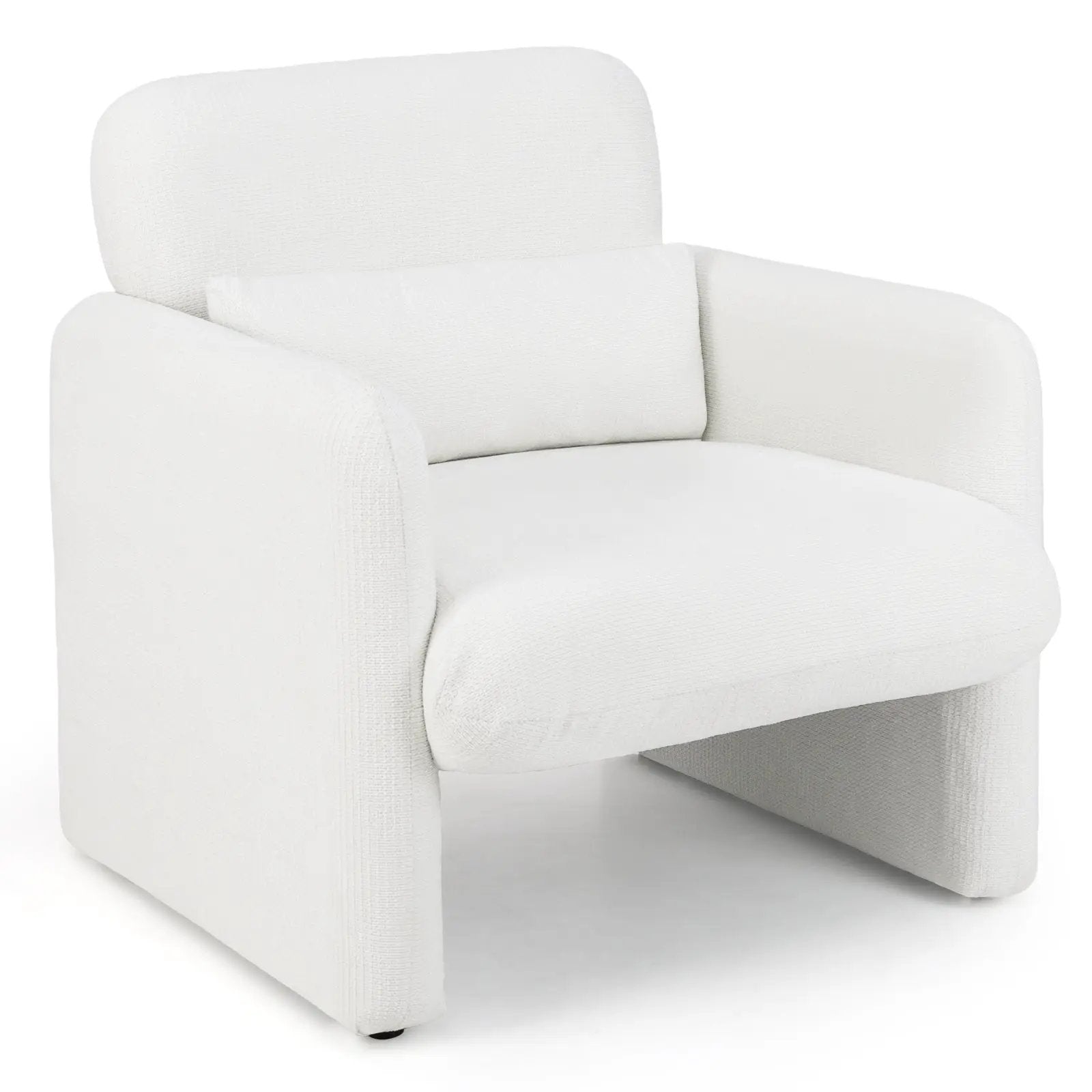 Modern Upholstered Chenille Accent Chair with Removable Lumbar Pillow-White by DirectDeals