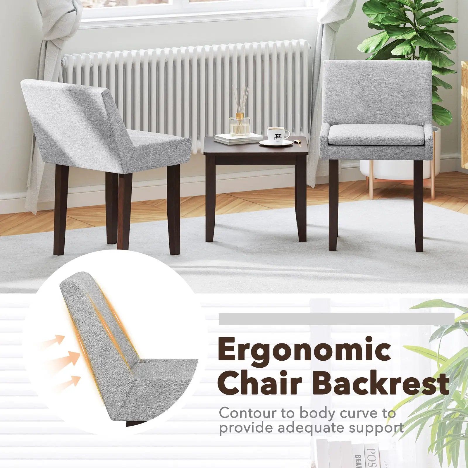 Modern Upholstered Fabric Side Leisure Chair Set of 2-Gray by DirectDeals