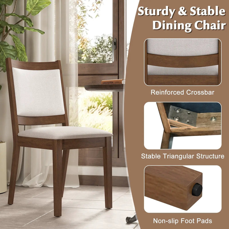 Modern Dining Upholstered Kitchen Chair Set of 2 with Padded Backrest-Brown by DirectDeals