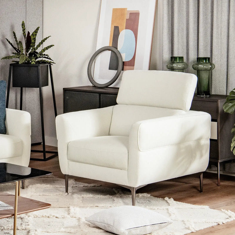 Modern Upholstered Single Sofa with Adjustable Headrest by DirectDeals