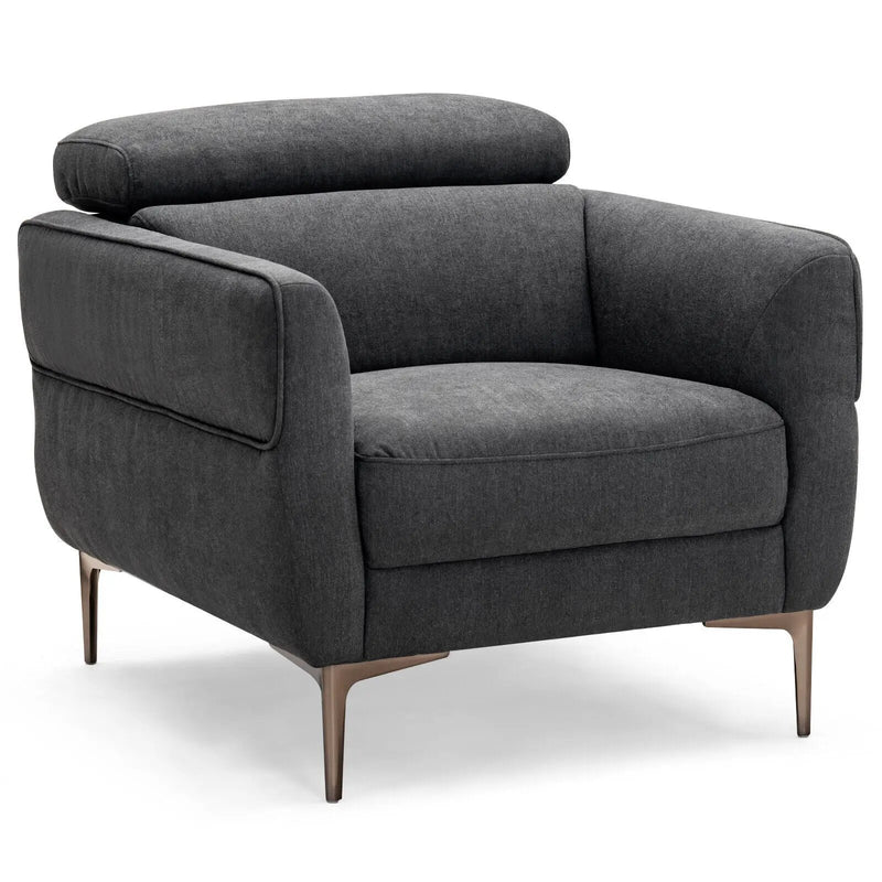 Modern Upholstered Single Sofa with Adjustable Headrest by DirectDeals