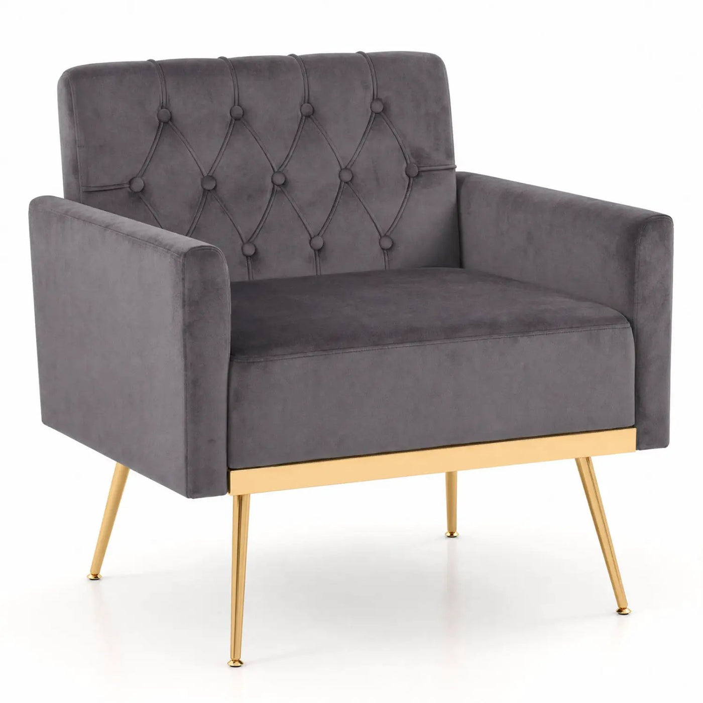 Modern Velvet Upholstered Accent Chair with Button-Tufted Back and Adjustable Feet by DirectDeals