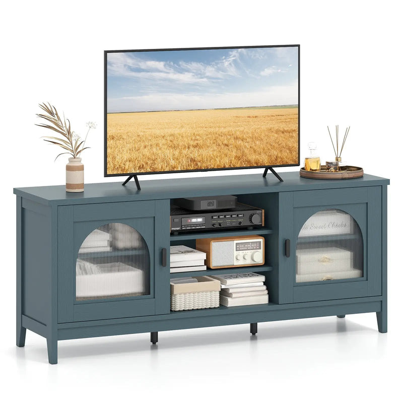 Modern Vintage TV Cabinet with Adjustable Shelves and 2 Cable Holes for TVs up to 65 Inches by DirectDeals