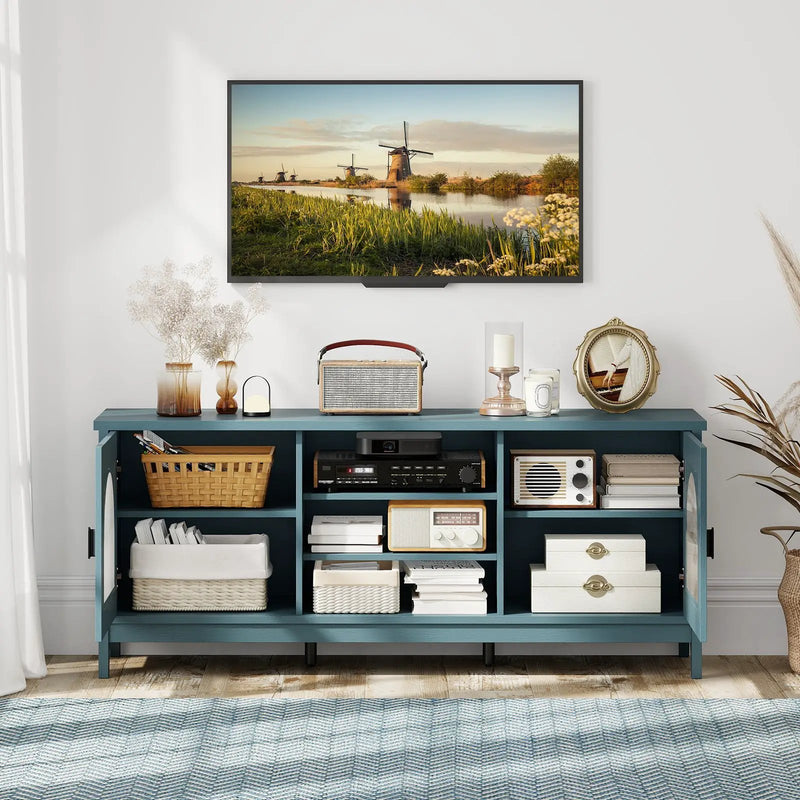 Modern Vintage TV Cabinet with Adjustable Shelves and 2 Cable Holes for TVs up to 65 Inches by DirectDeals