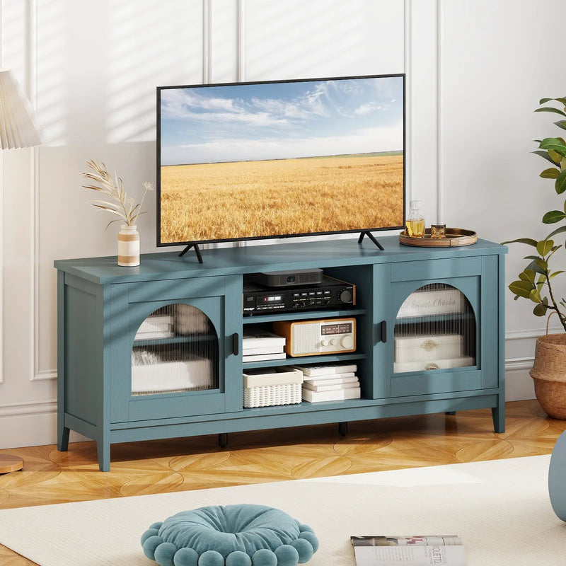 Modern Vintage TV Cabinet with Adjustable Shelves and 2 Cable Holes for TVs up to 65 Inches by DirectDeals