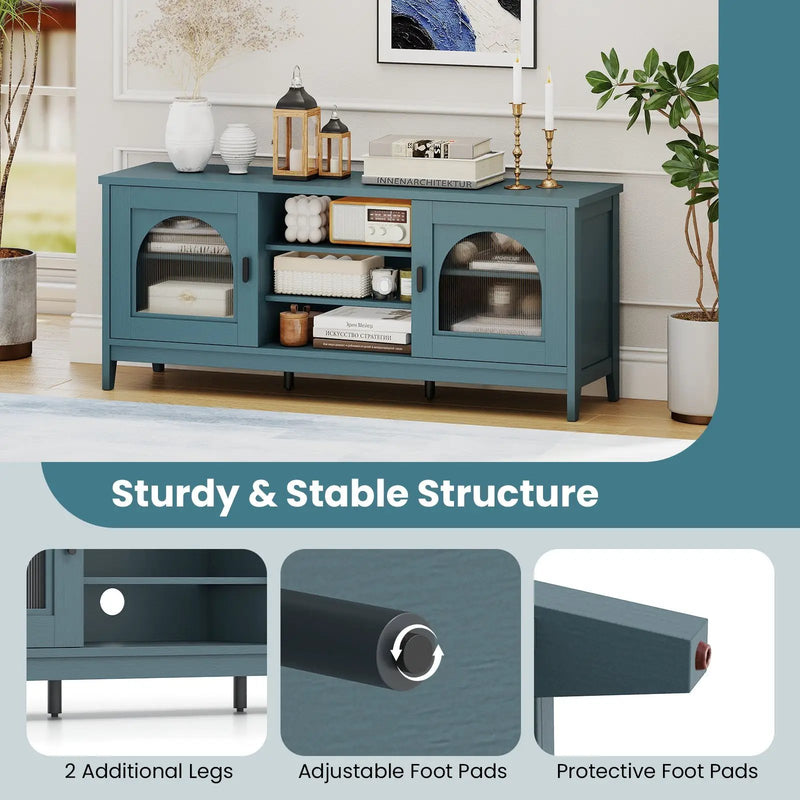 Modern Vintage TV Cabinet with Adjustable Shelves and 2 Cable Holes for TVs up to 65 Inches by DirectDeals