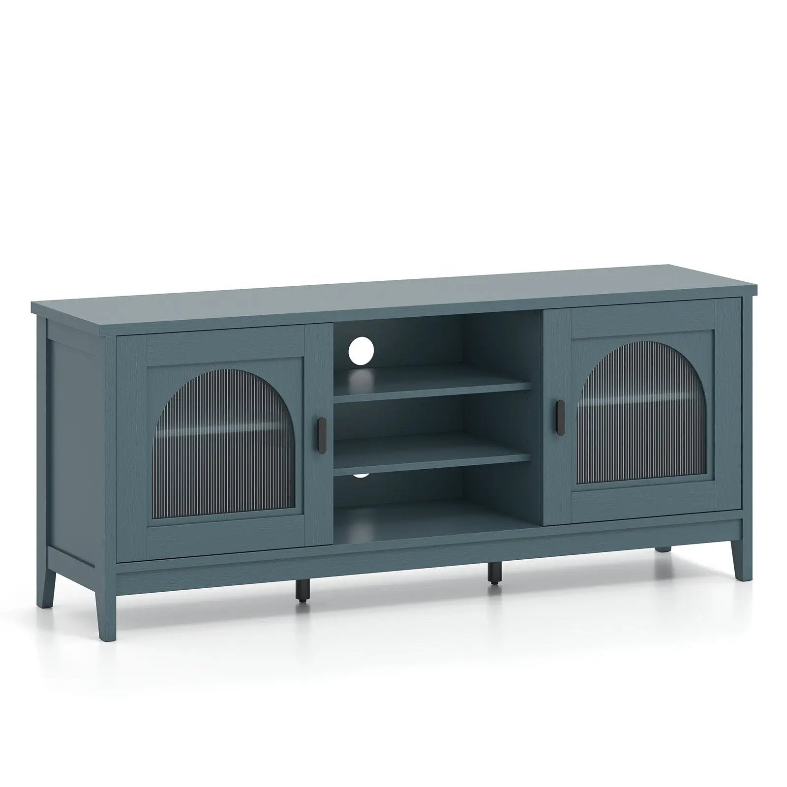 Modern Vintage TV Cabinet with Adjustable Shelves and 2 Cable Holes for TVs up to 65 Inches by DirectDeals
