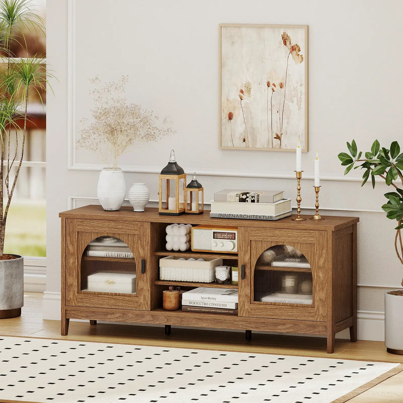 Modern Vintage TV Cabinet with Adjustable Shelves and 2 Cable Holes for TVs up to 65 Inches by DirectDeals