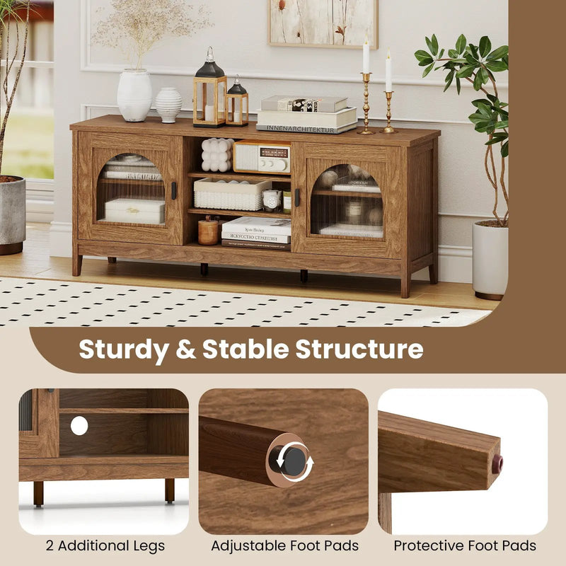 Modern Vintage TV Cabinet with Adjustable Shelves and 2 Cable Holes for TVs up to 65 Inches by DirectDeals