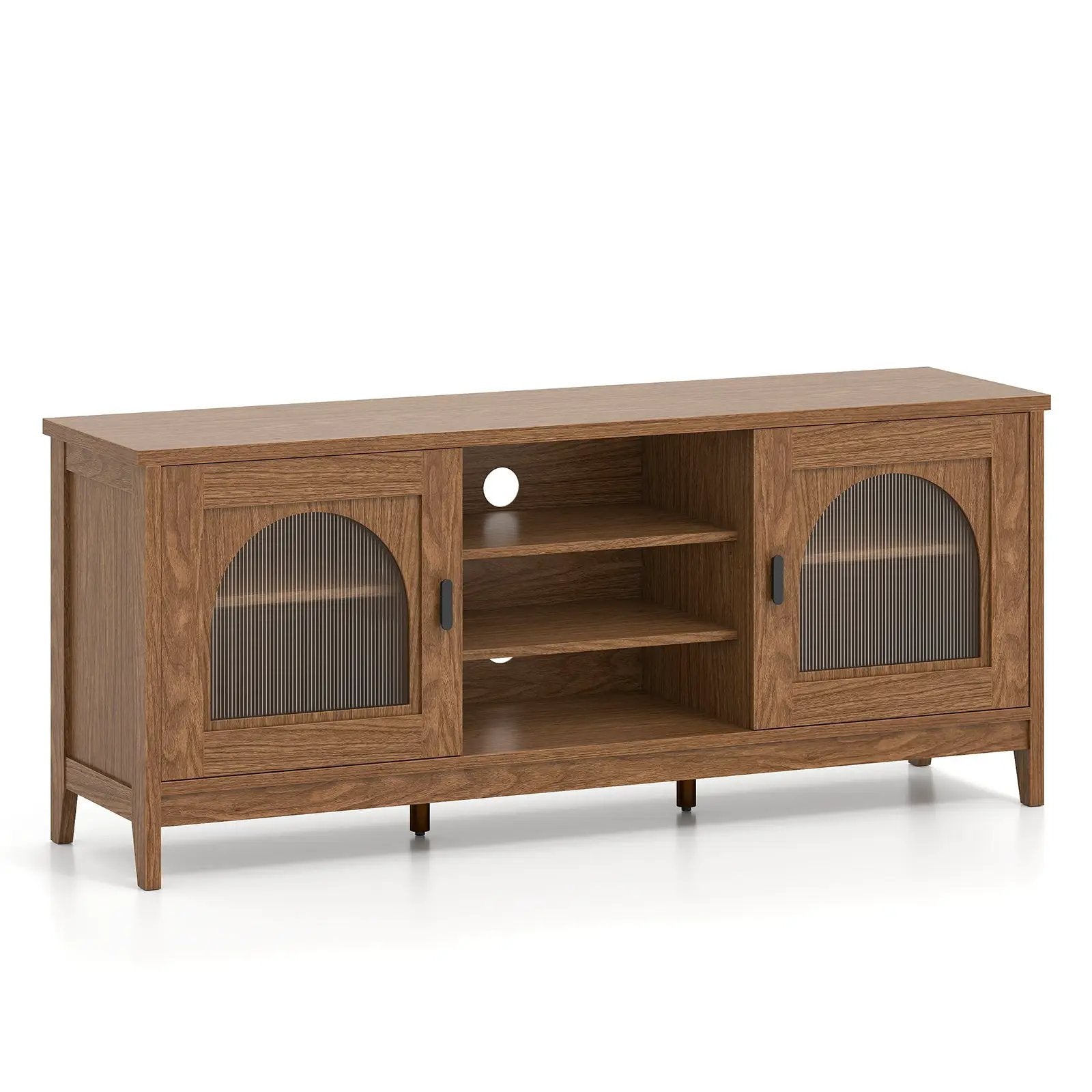 Modern Vintage TV Cabinet with Adjustable Shelves and 2 Cable Holes for TVs up to 65 Inches by DirectDeals