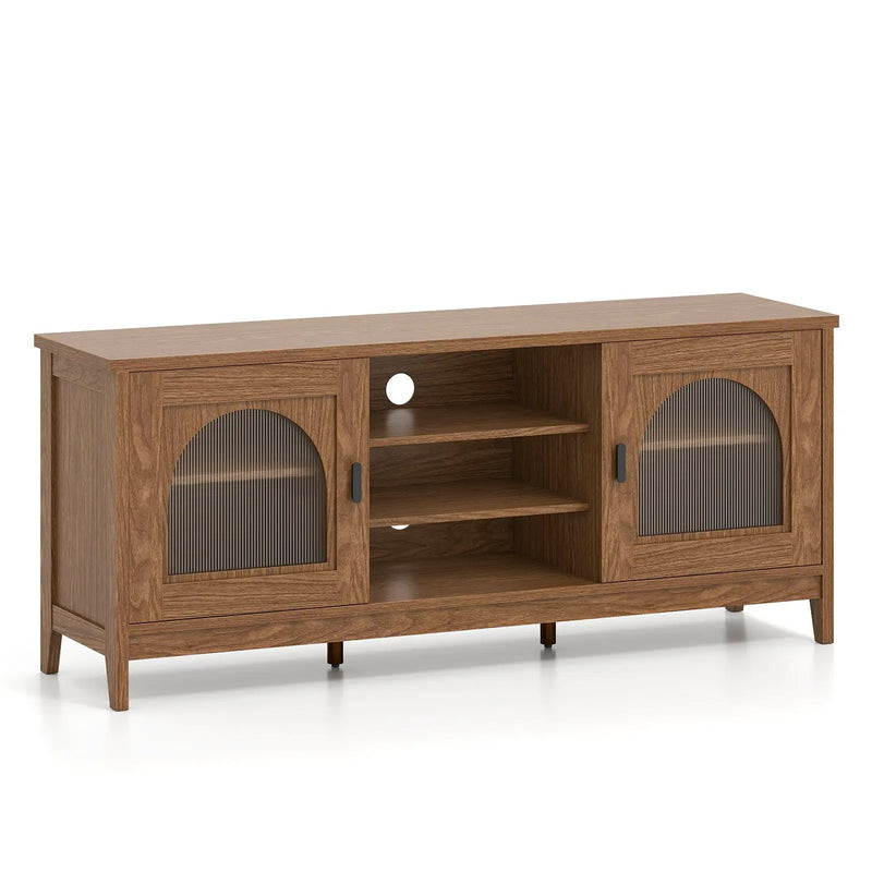 Modern Vintage TV Cabinet with Adjustable Shelves and 2 Cable Holes for TVs up to 65 Inches by DirectDeals