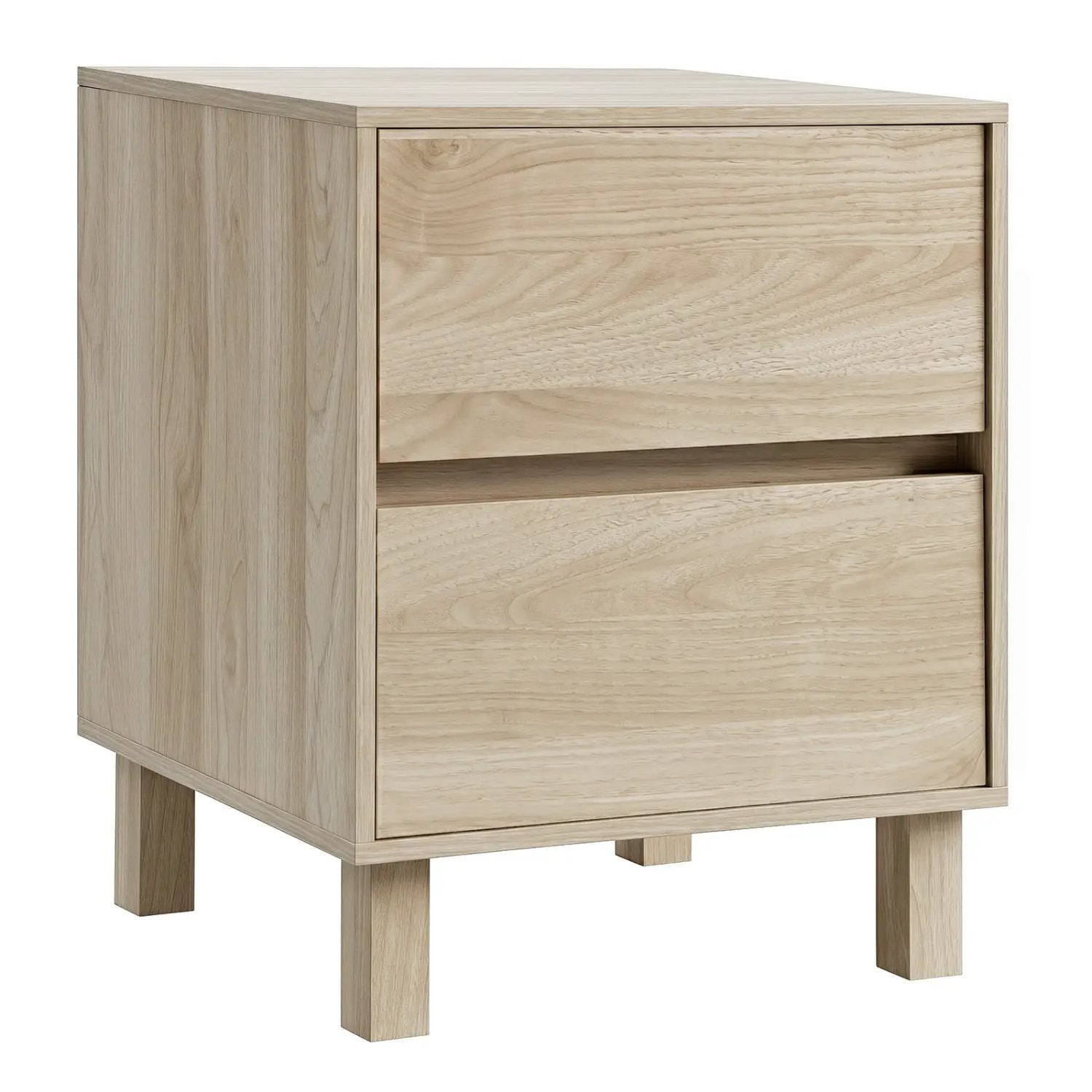 End Table with 2 Storage Drawers - Natural Wood Finish by DirectDeals
