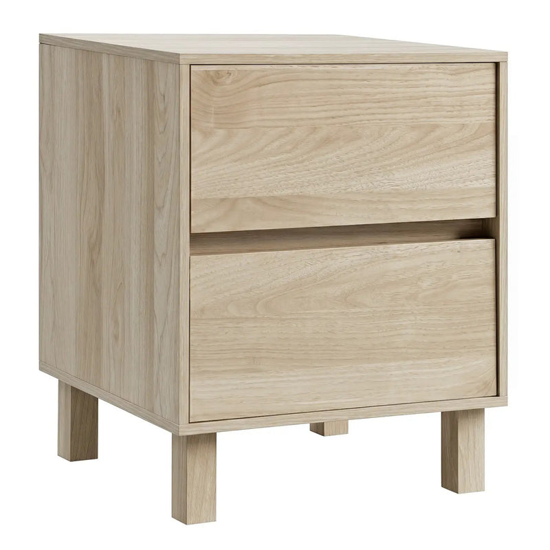 End Table with 2 Storage Drawers - Natural Wood Finish by DirectDeals