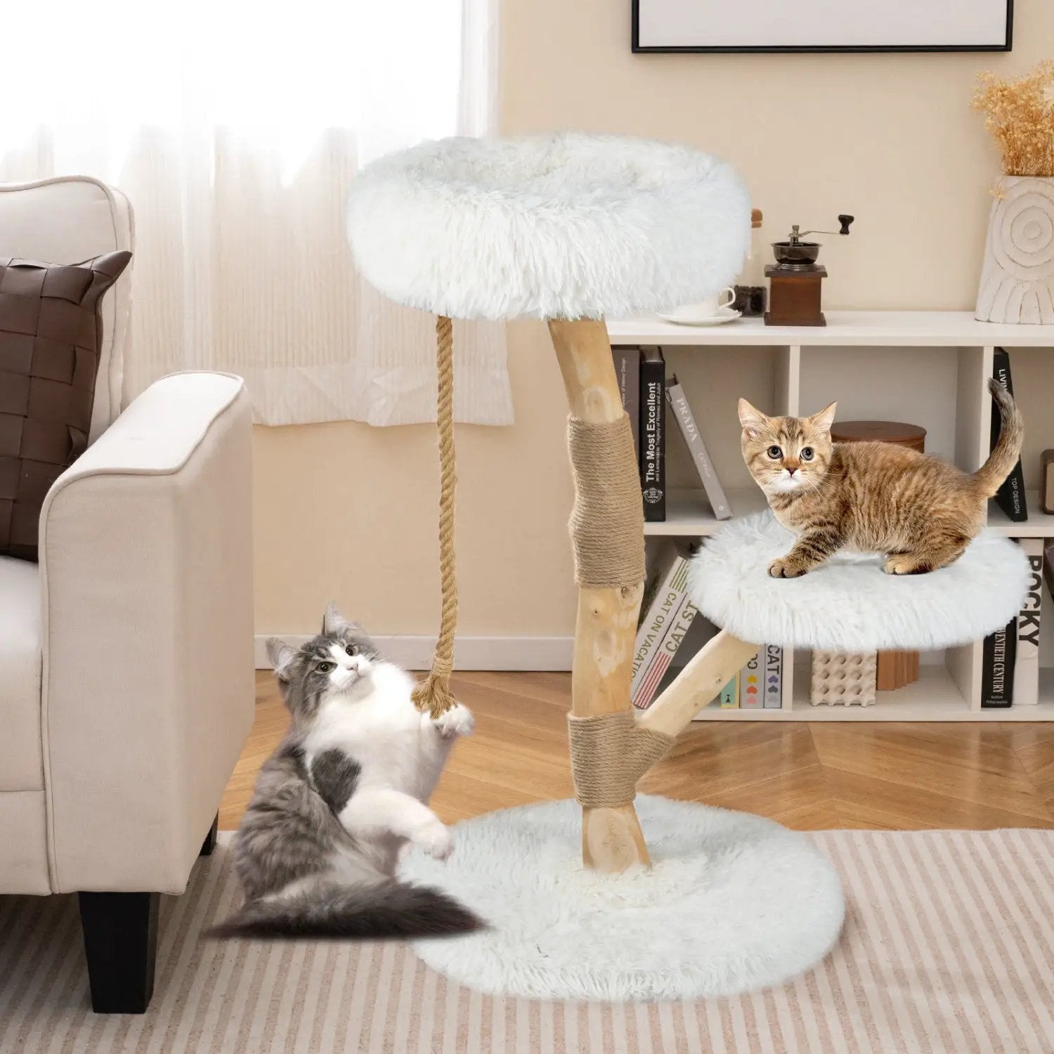 Wooden Cat Tree Tower with Perch and Scratching Posts by DirectDeals