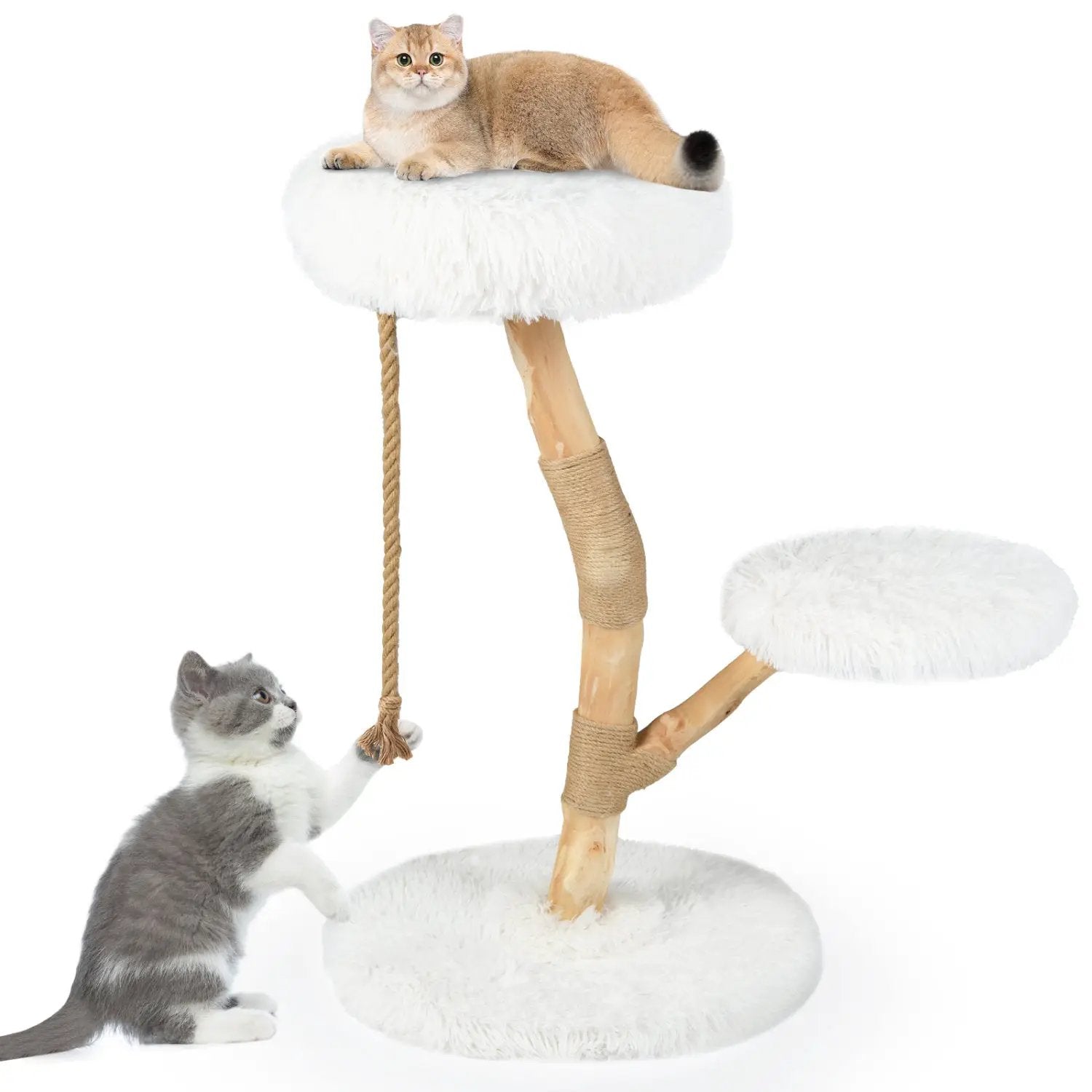 Wooden Cat Tree Tower with Perch and Scratching Posts by DirectDeals
