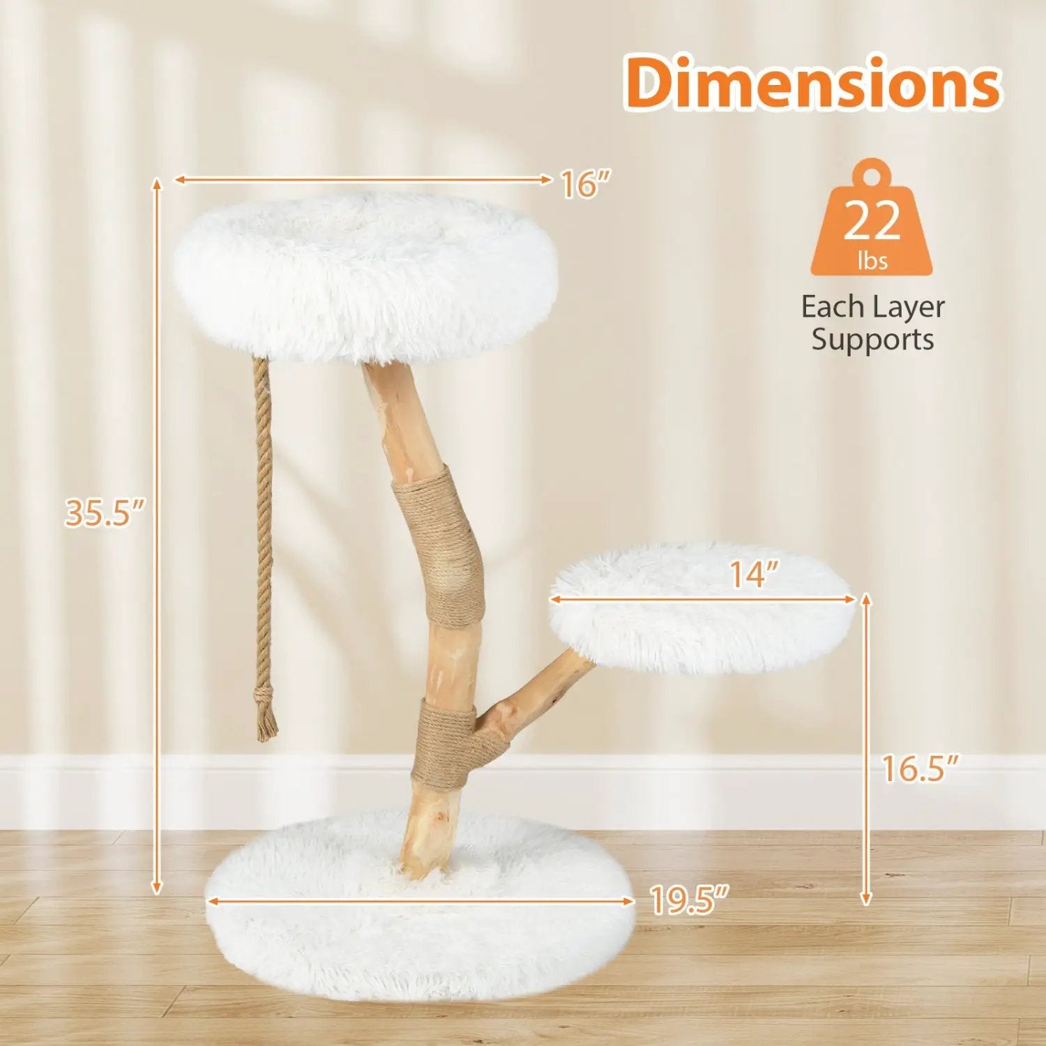 Wooden Cat Tree Tower with Perch and Scratching Posts by DirectDeals
