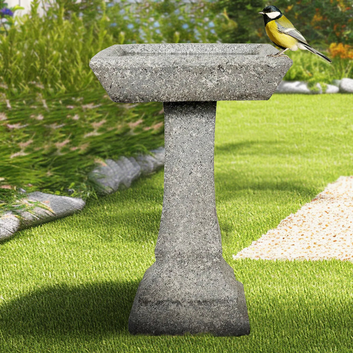 Concrete Garden Bird Bath Square Pedestal 22 Inch, photo 2 of 4