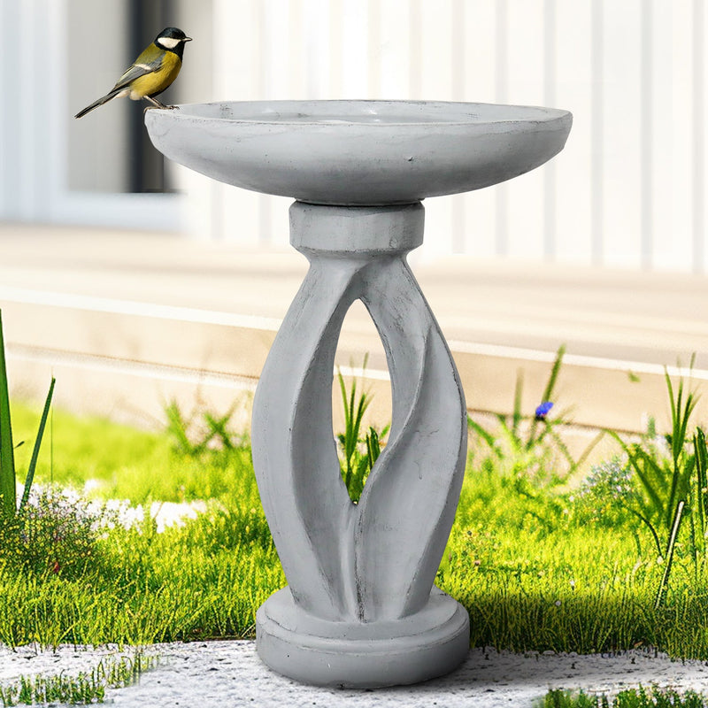 Concrete Bird Bath Contemporary Twin Cutout 22 Inch, photo 6 of 11