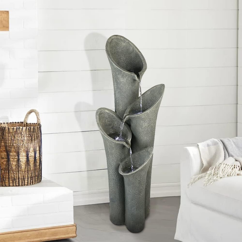 Concrete Trumpet Flower Outdoor Fountain 33 Inch, photo 7 of 11