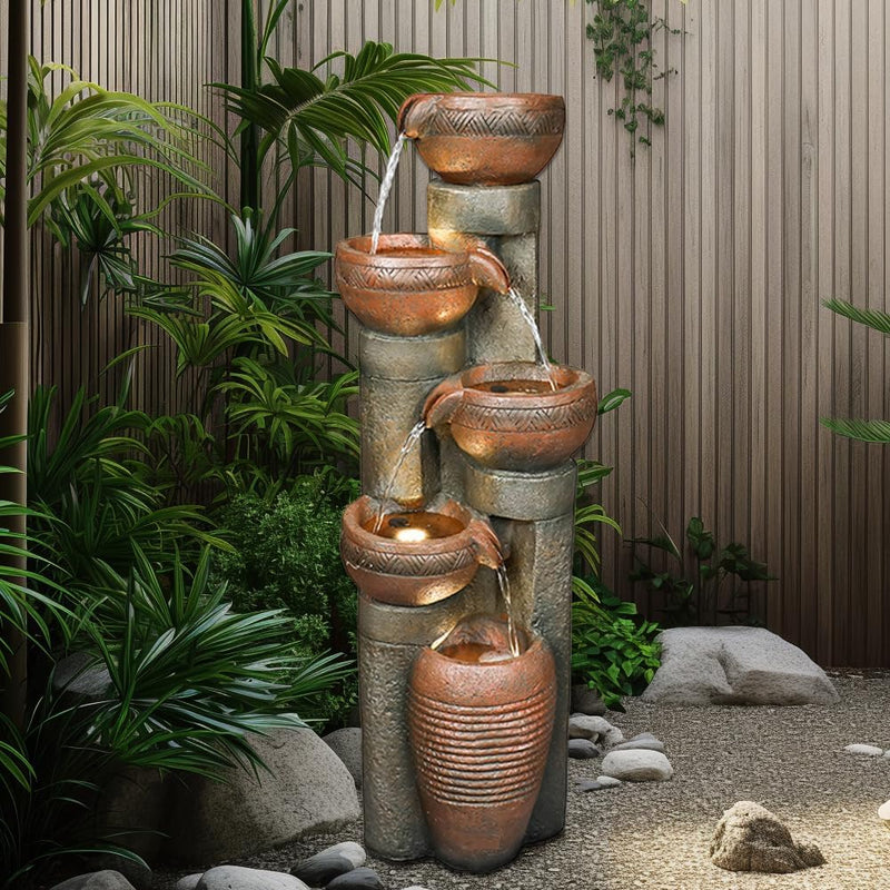 Resin Copper Bowl Cascading Column Fountain 39 Inch, photo 2 of 7