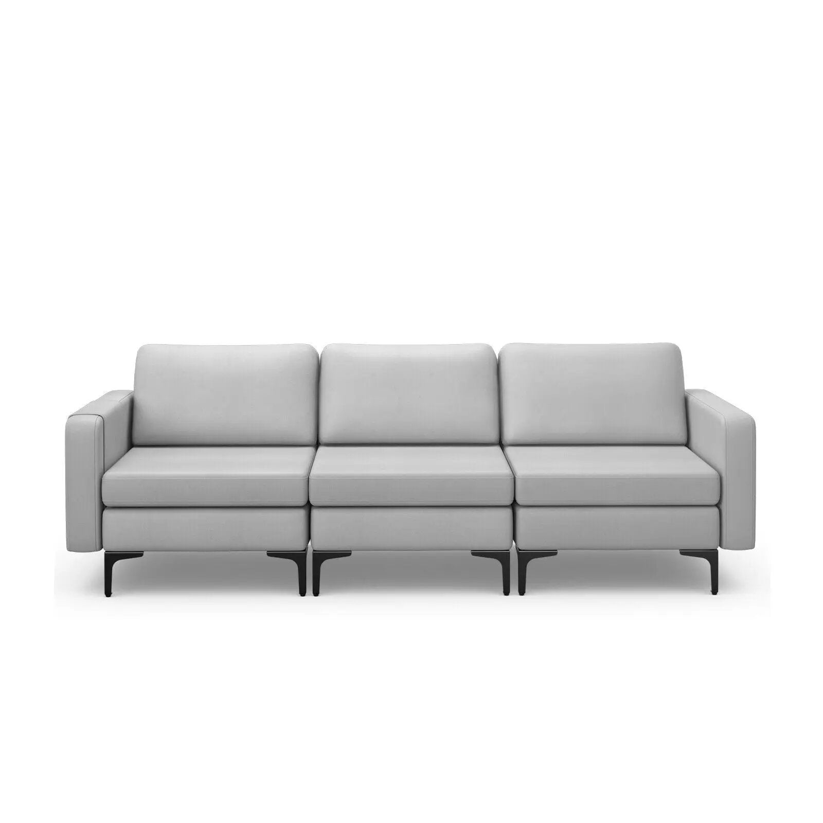 3-Seat Sectional Sofa Couch with Armrest Magazine Pocket and Metal Leg by DirectDeals