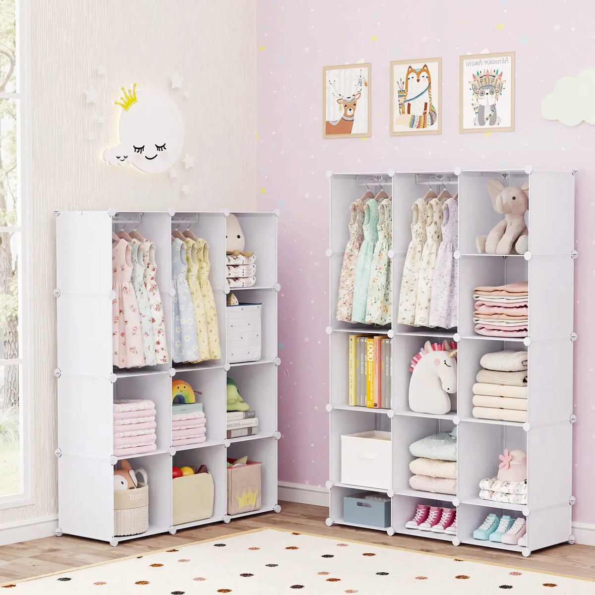 13-Cube Modular Kids Wardrobe with Hanging Rod and Shelves, photo 22 of 24