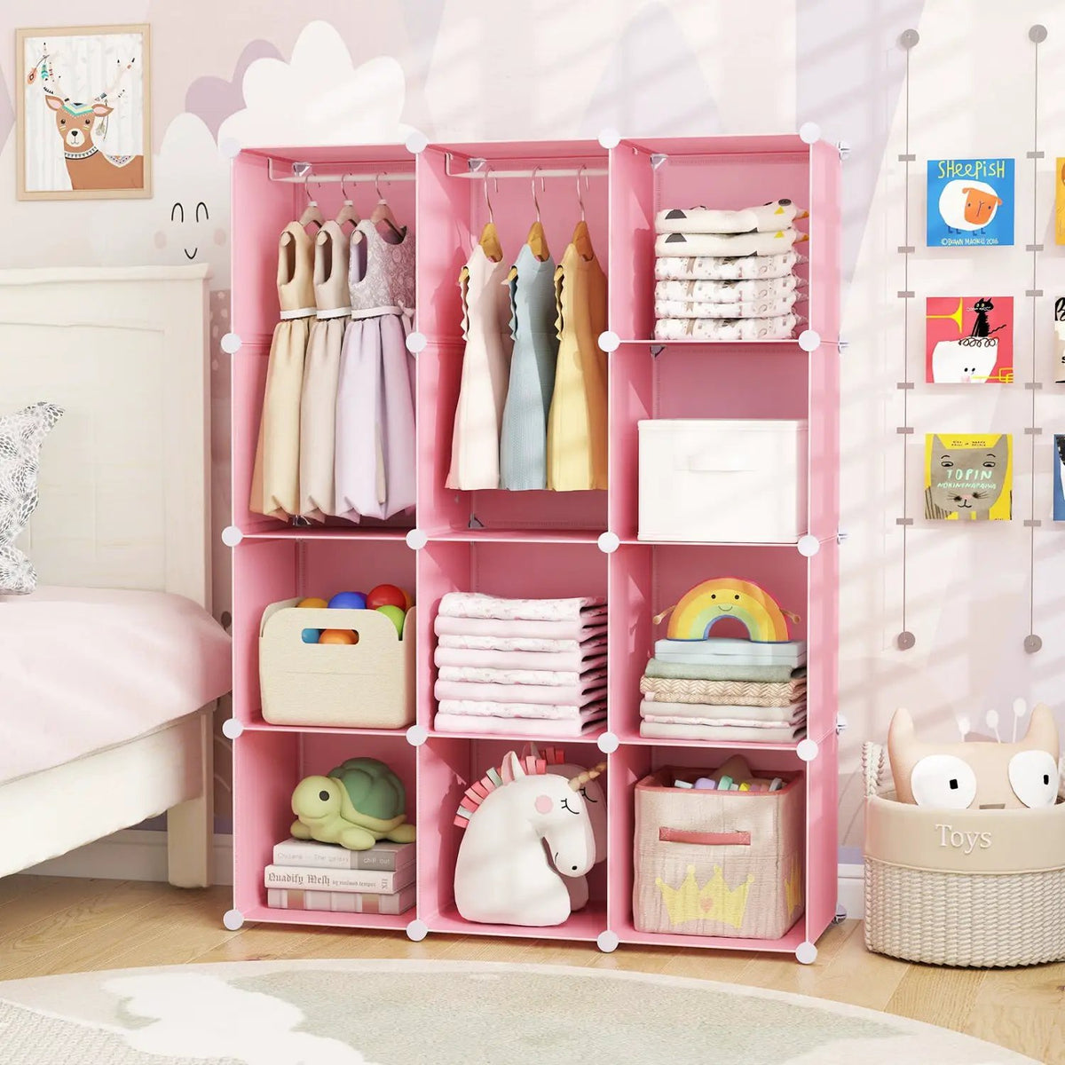 Modular Kids Wardrobe with 10 Cubes & Hanging Rod, photo 2 of 24