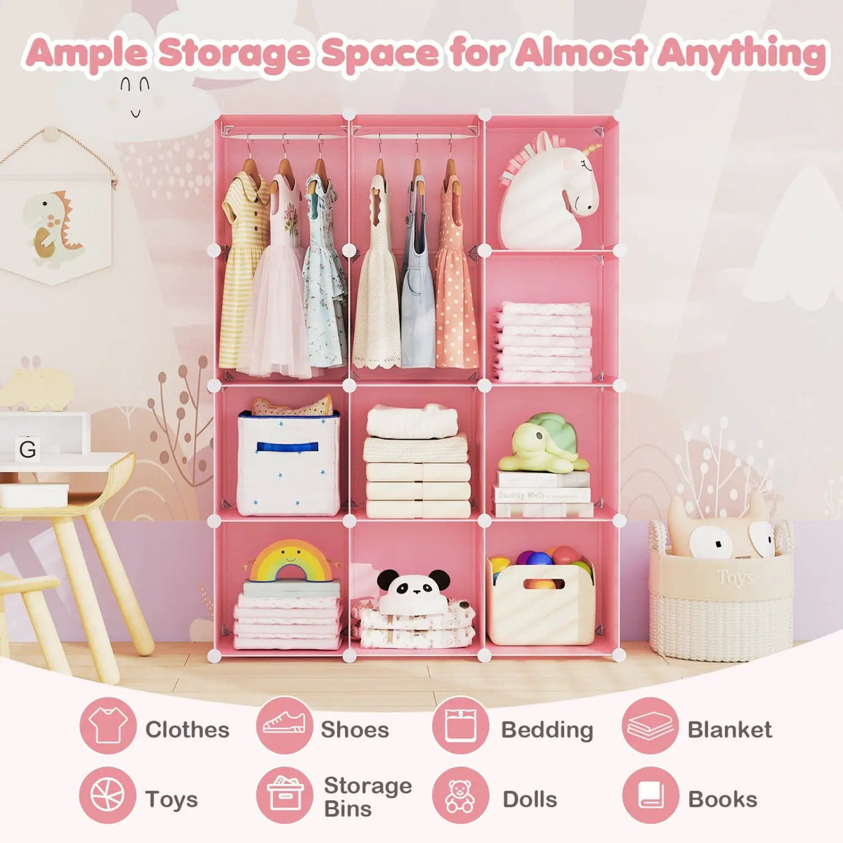 Modular Kids Wardrobe with 10 Cubes & Hanging Rod, photo 8 of 24