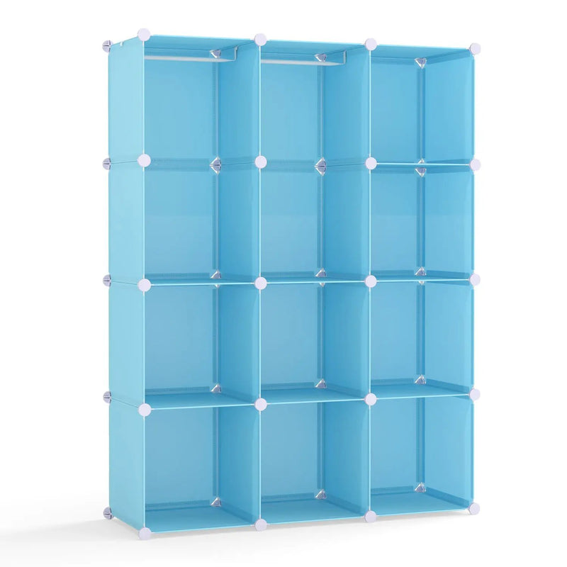 Modular Kids Wardrobe with 10 Cubes & Hanging Rod by DirectDeals