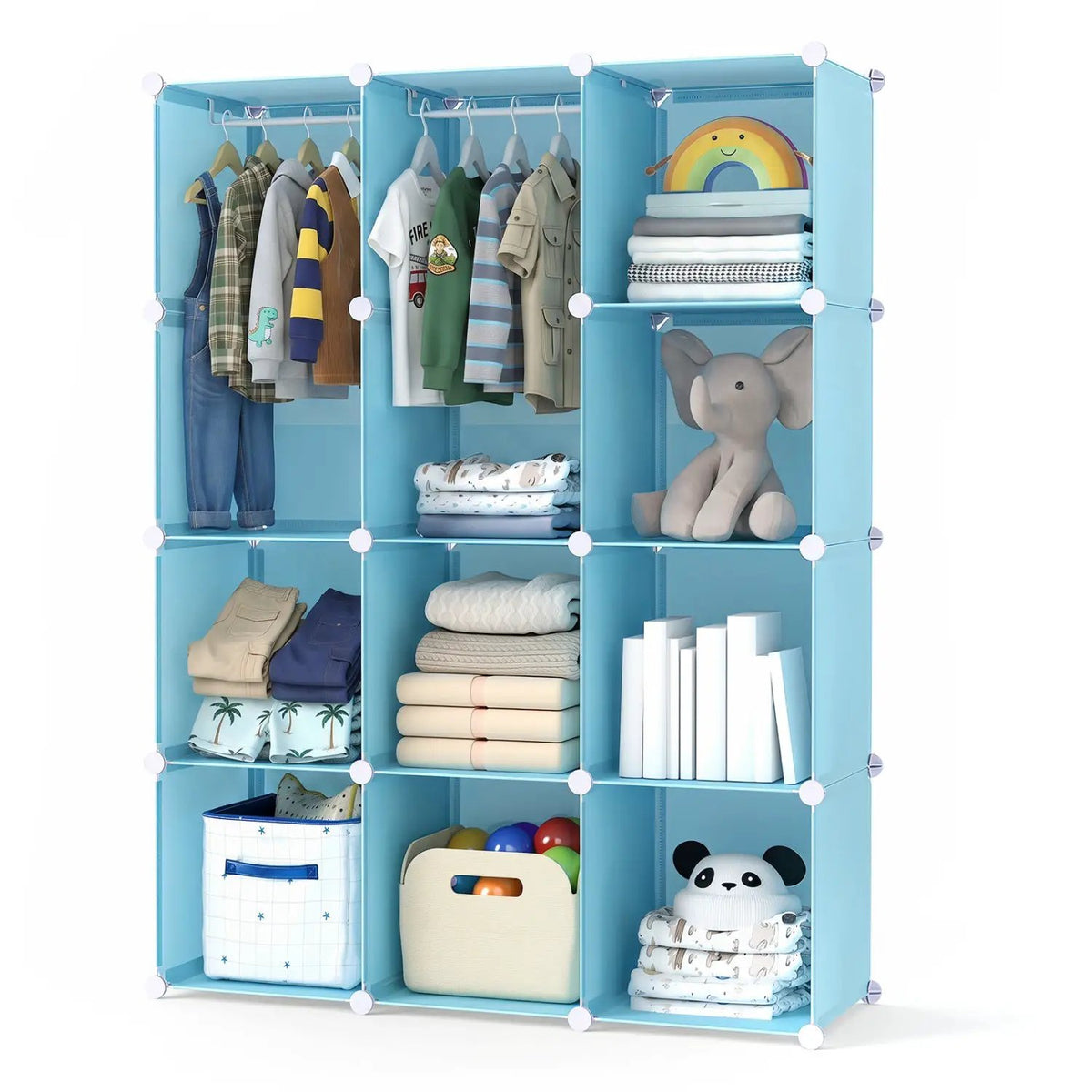 Modular Kids Wardrobe with 10 Cubes & Hanging Rod, photo 12 of 24