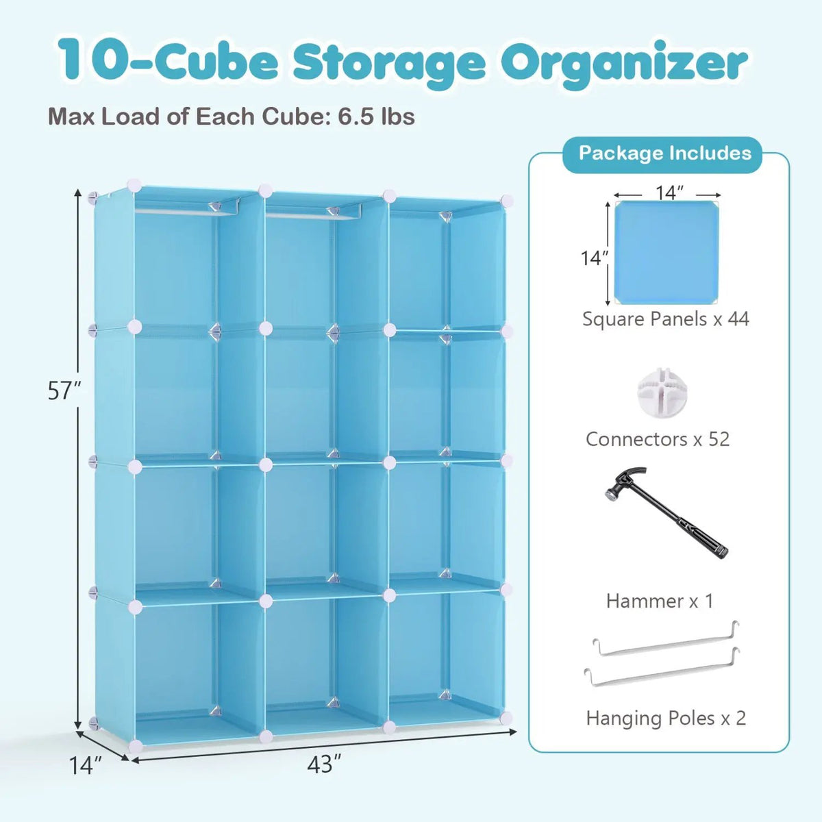 Modular Kids Wardrobe with 10 Cubes & Hanging Rod, photo 13 of 24