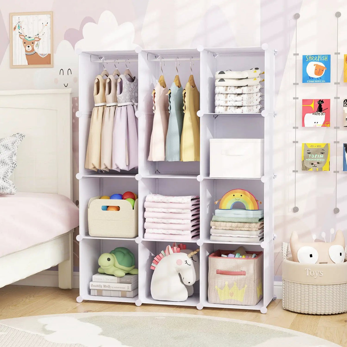 Modular Kids Wardrobe with 10 Cubes & Hanging Rod, photo 18 of 24