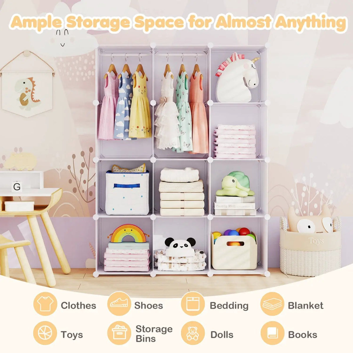 Modular Kids Wardrobe with 10 Cubes & Hanging Rod, photo 24 of 24