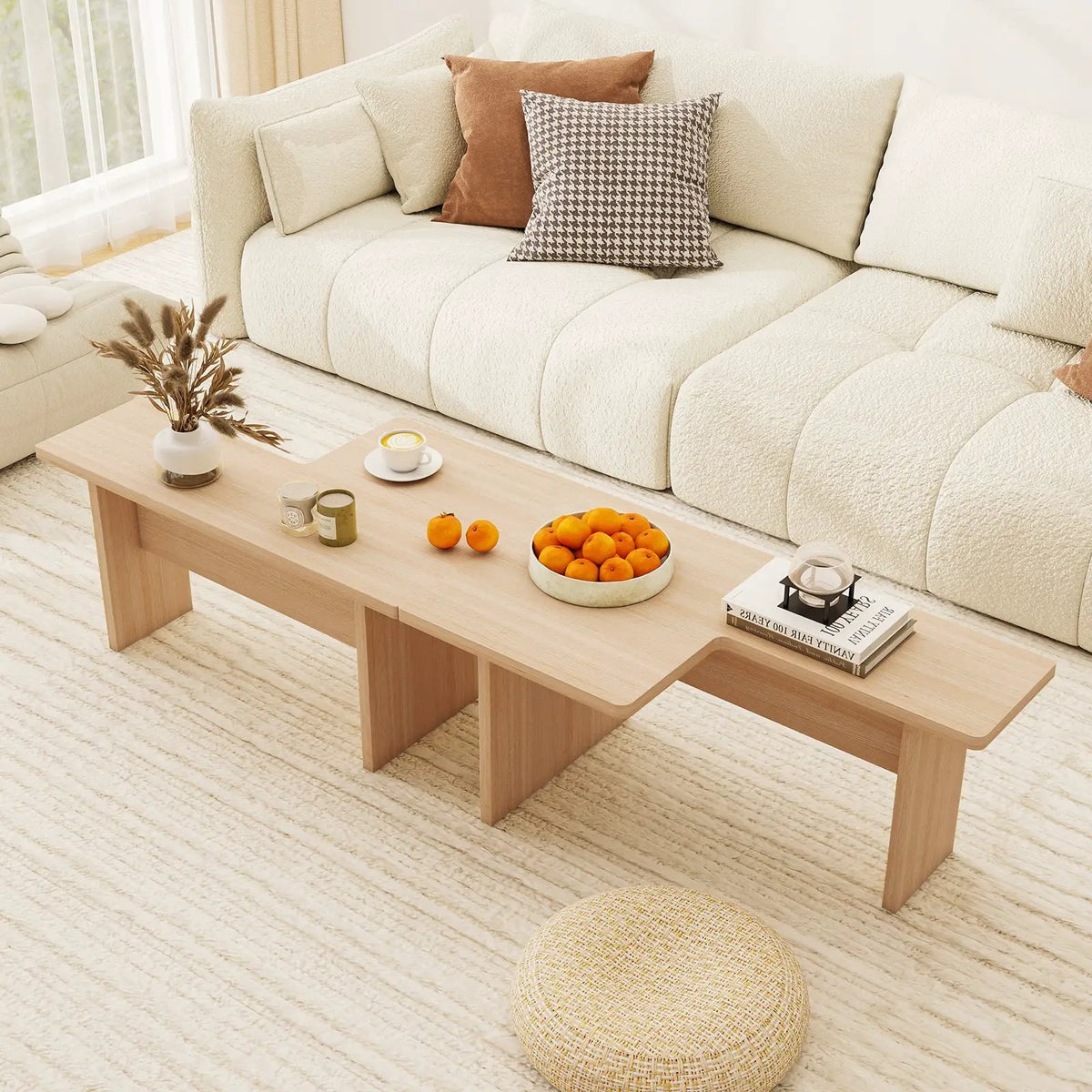 Modular Coffee Table Set of 2 L Shaped Center Tables for Small Space, photo 13 of 16