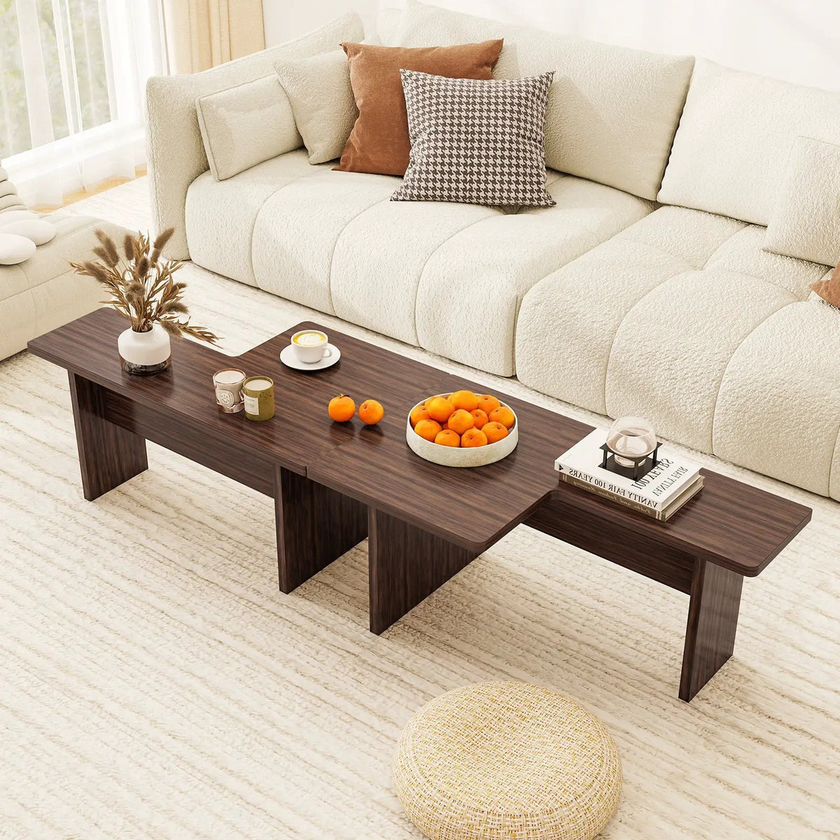 Modular Coffee Table Set of 2 L Shaped Center Tables for Small Space, photo 14 of 16