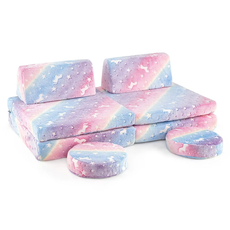 Modular Kids Play Couch Set Glow in the Dark with Portable Handles by DirectDeals