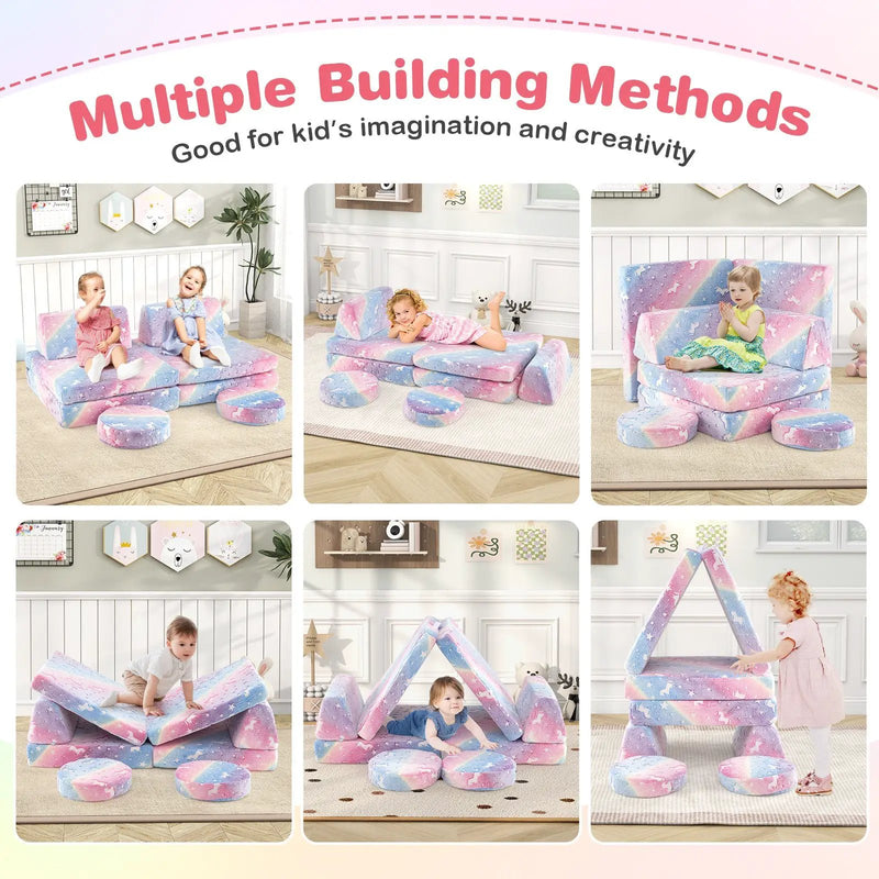 Modular Kids Play Couch Set Glow in the Dark with Portable Handles by DirectDeals