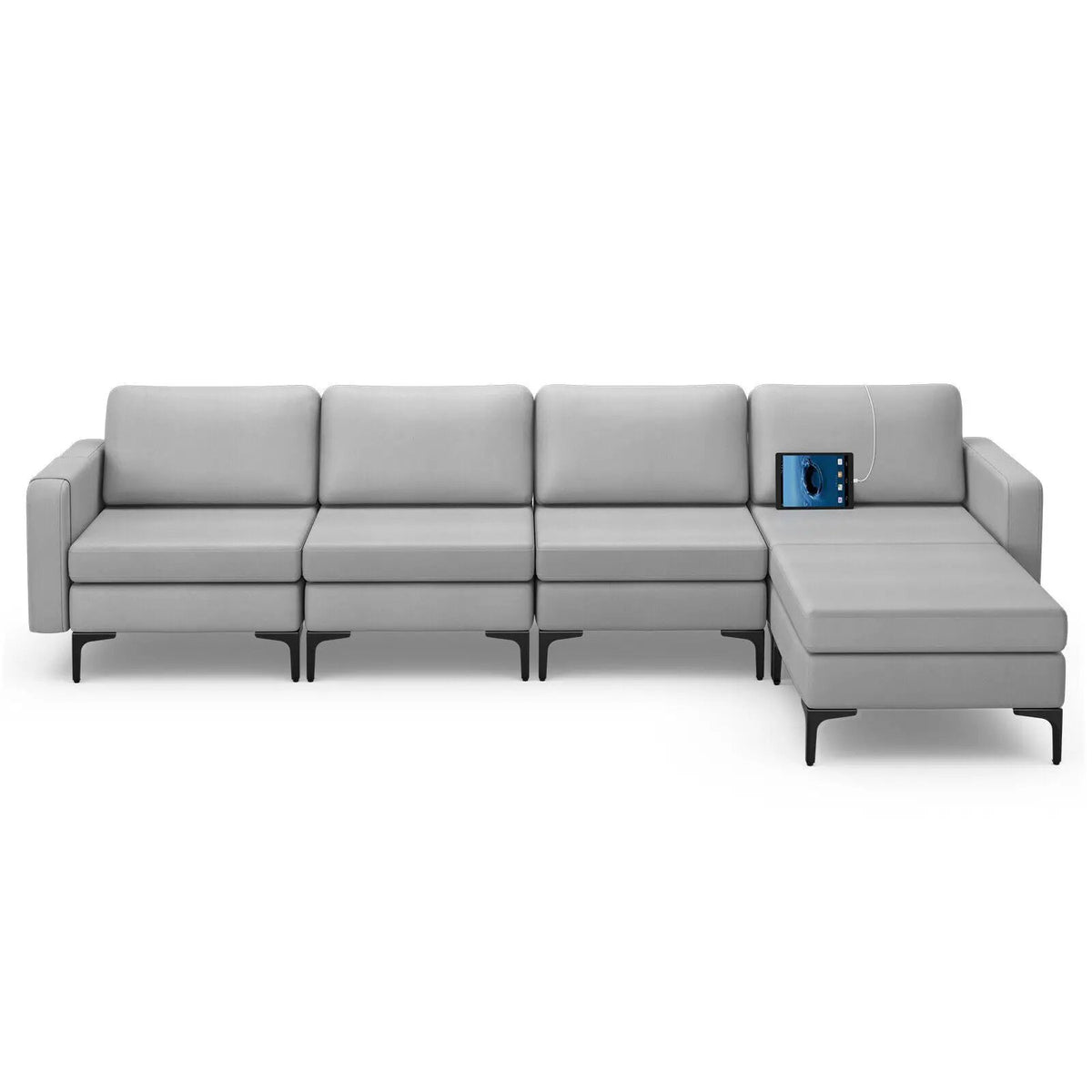 Modular L-shaped Sectional Sofa with Reversible Ottoman and 2 USB Ports, photo 18 of 40