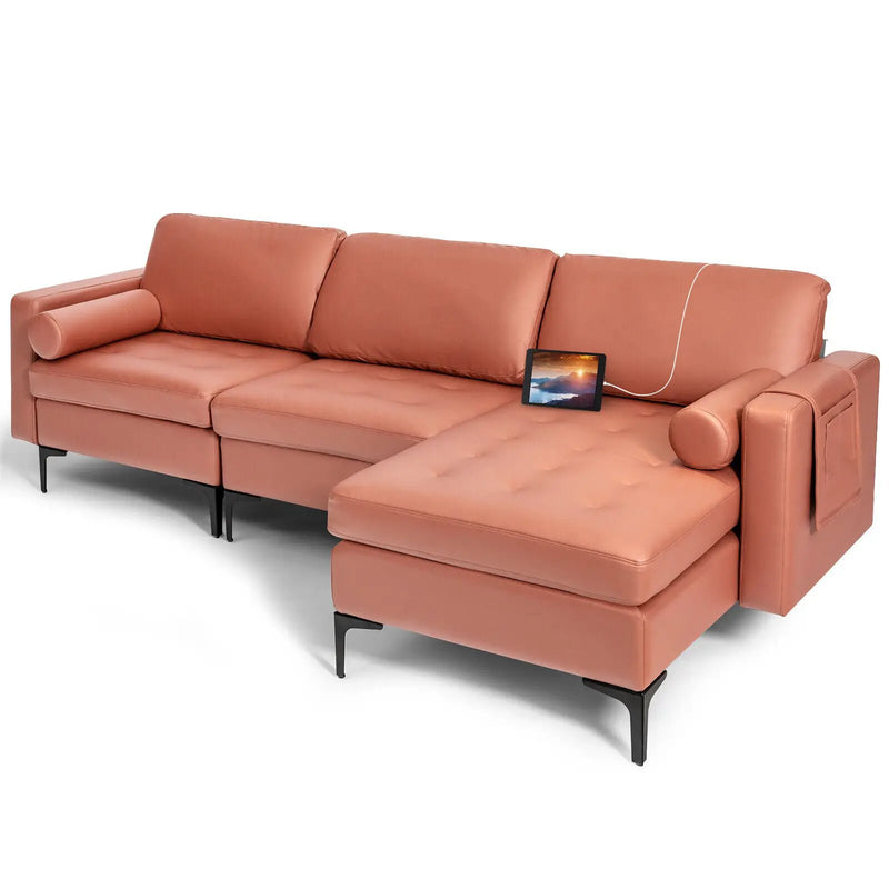 3-Seat L-Shaped Sectional Sofa with USB Ports & Storage by DirectDeals